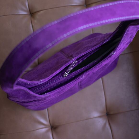 Cacharel Purple Sueded Hand Bag - Picture 6 of 7